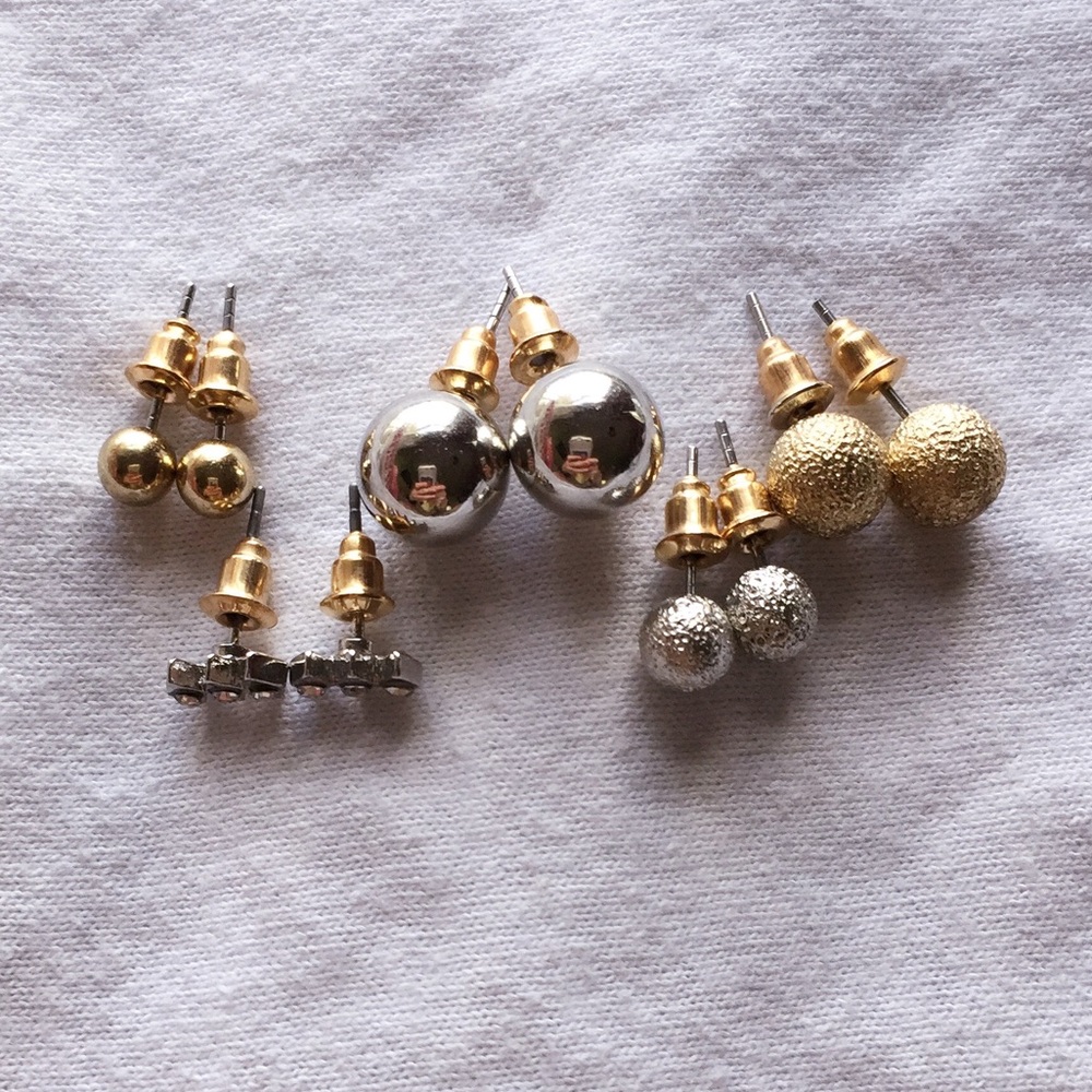 set of five earring pairs